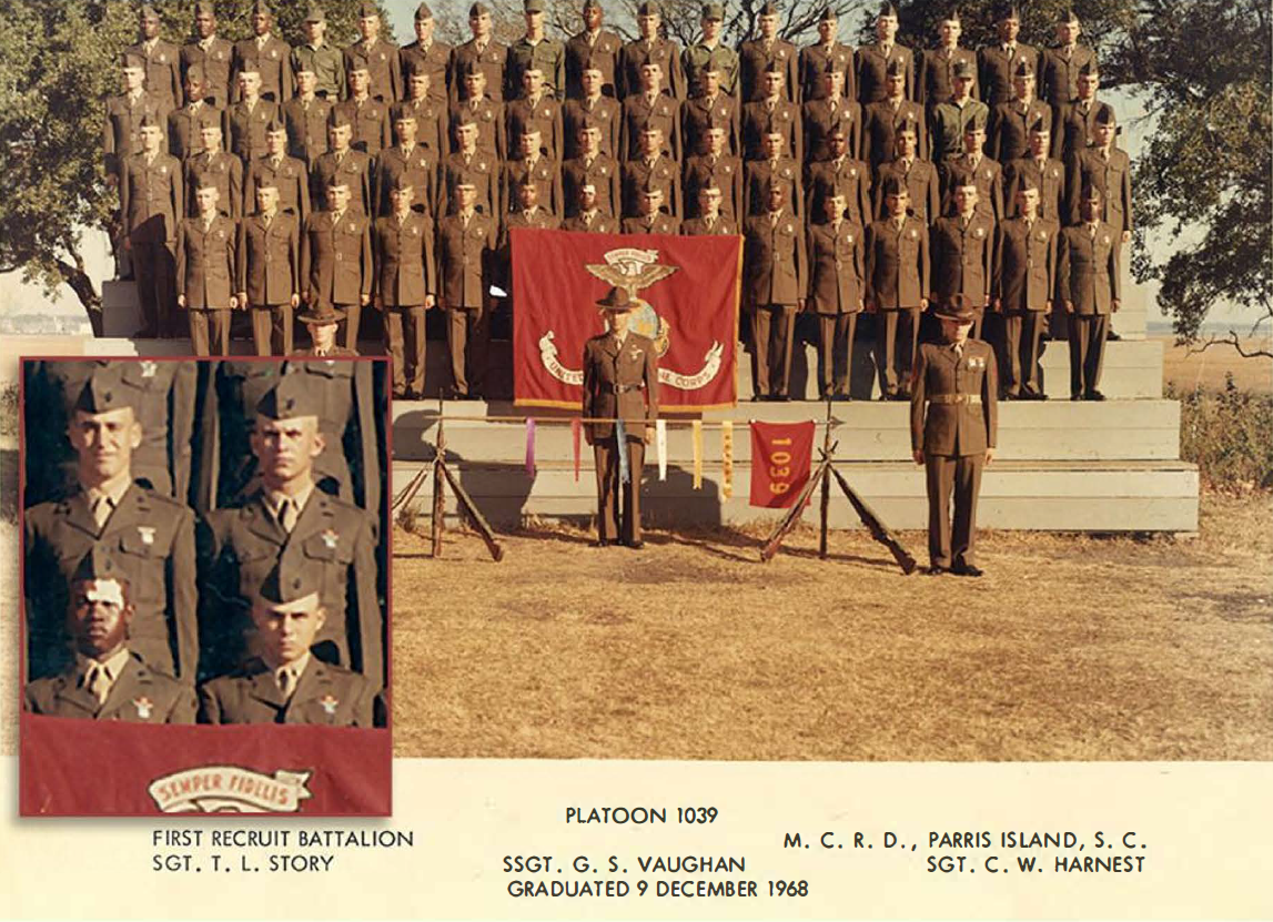 Platoon 1039, First Recruit Battalion, Marine Corps Recruit Depot Parris Island, graduated December 1968